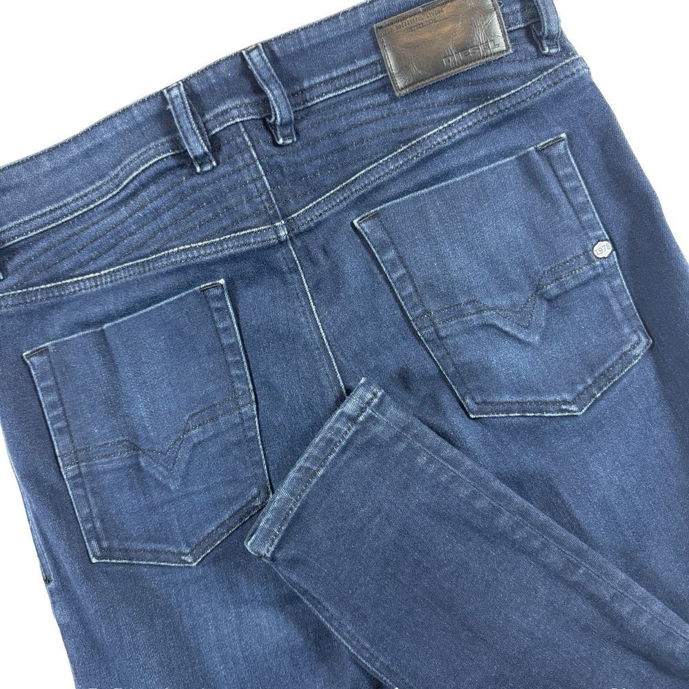 Diesel Fourk Slim‎ Skinny Jeans Mens 32x32 Blue Moto Ribbed Knee Stretch Denim